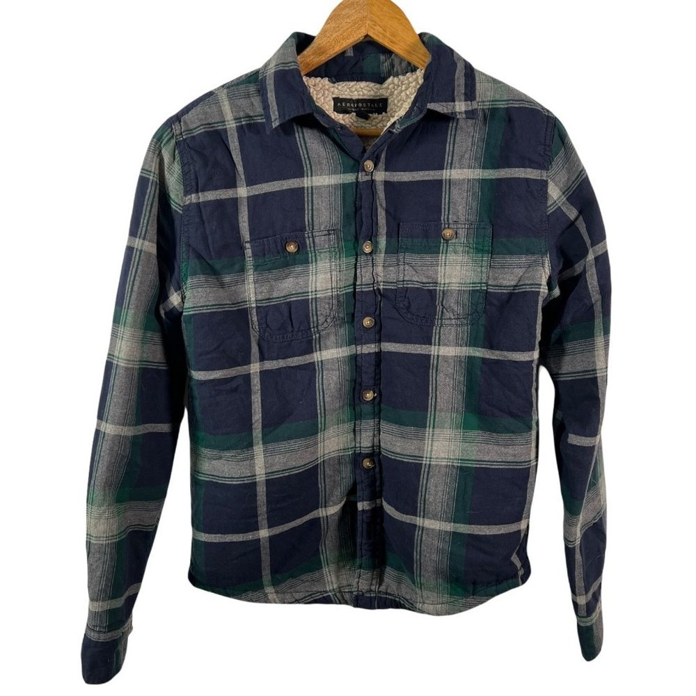 Aeropastale Mens XS Sherpa Lined Flannel Shacket